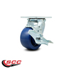 Service Caster 4 Inch Solid Polyurethane Swivel Caster with Roller Bearing and Brake SCC SCC-30CS420-SPUR-TLB